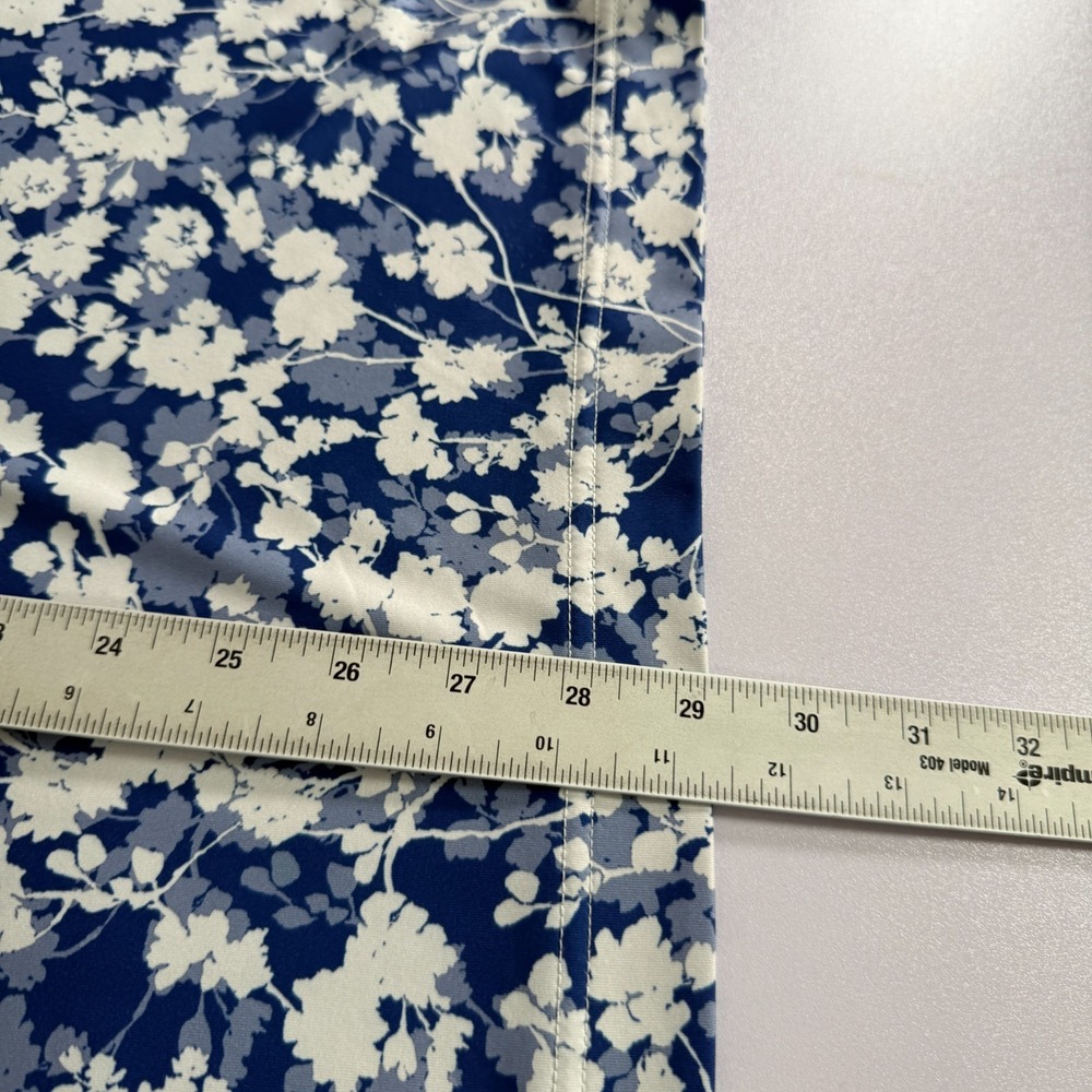 Deolax Polo Shirt Mens Large Blue White Golf Performance Stretch Floral‎ Print - Picture 7 of 8